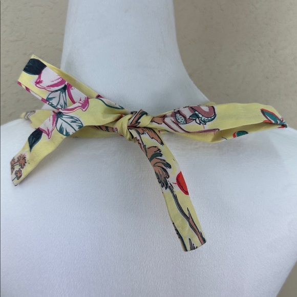 Temptation Yellow Halter Midi Dress Retro Hula Dancer Novelty Print Tropical L - Picture 6 of 11